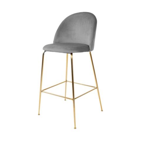 Artichok Aniek barkruk velvet grijs - gouden onderstel - 77 cm Stoelen Grijs Fluweel