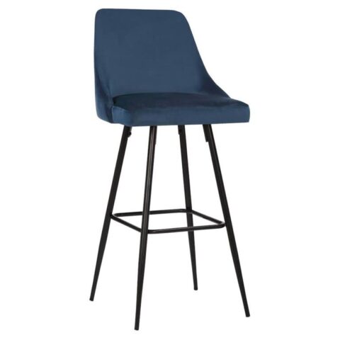 Barkrukje.nl Chicago NYT Barkruk Blauw 78 cm Stoelen Blauw Fluweel