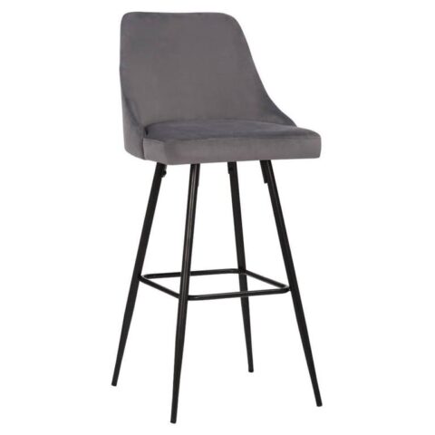 Barkrukje.nl Chicago NYT Barkruk Grijs 78 cm Stoelen Grijs Fluweel