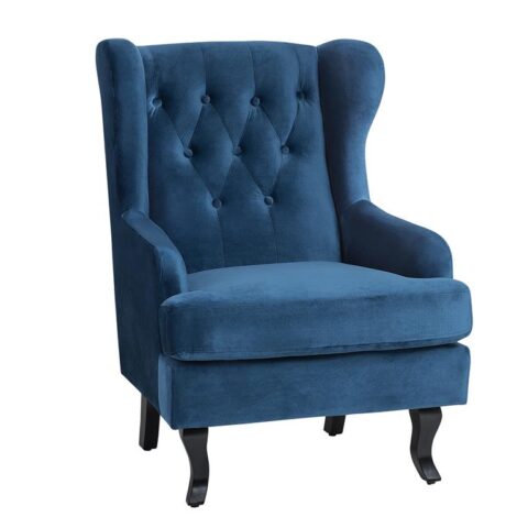 Beliani ALTA Fauteuil blauw Stoelen Blauw Fluweel