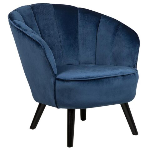 Beliani DALA Fauteuil blauw Stoelen Blauw Fluweel