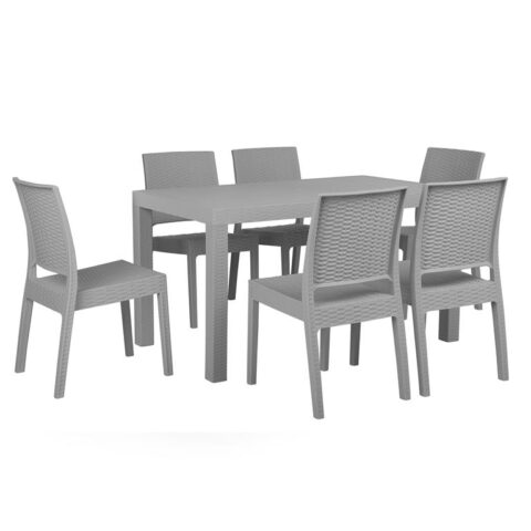 Beliani FOSSANO Eetkamerset voor 6 personen 80x89x140 Tuinmeubelen Grijs Synthetisch