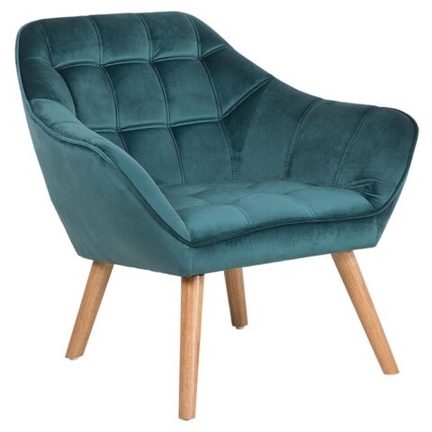 Beliani KARIS Fauteuil blauw Stoelen Blauw Fluweel