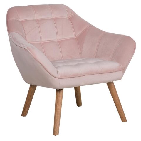 Beliani KARIS Fauteuil roze Stoelen Roze Fluweel