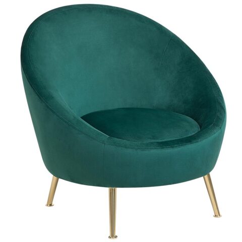 Beliani LANGA Fauteuil groen Stoelen Groen Fluweel