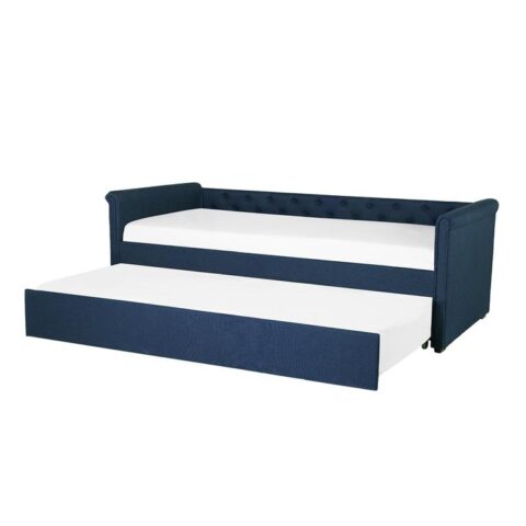 Beliani LIBOURNE Bed blauw 80x200 Bedden Blauw Polyester