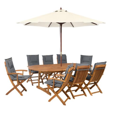 Beliani MAUI Eetkamerset voor 8 personen 160/220x100x74 Tuinmeubelen Multicolor Hout