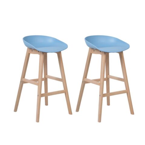 Beliani MICCO Set van 2 barstoelen blauw Stoelen Blauw Polypropyleen