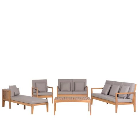 Beliani PATAJA Sofa set met tafel 74x88x197 Tuinmeubelen Grijs Hout