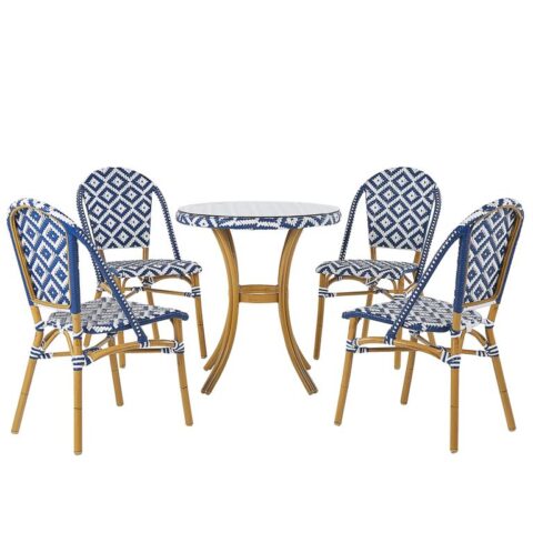 Beliani RIFREDDO Eetkamerset voor 4 personen 70x70x76 Tuinmeubelen Beige Rotan