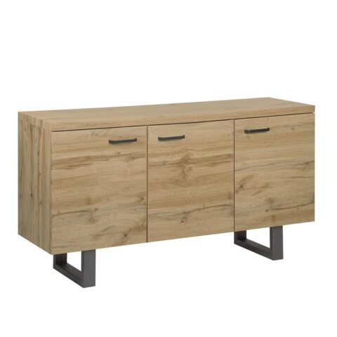 Beliani TIMBER Sideboard met 3 deuren lichte houtkleur Kasten Bruin MDF