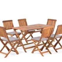 Beliani Tuinmeubelset tafel en 6 stoelen CENTO Tuinmeubelen Bruin Hout