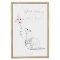 Bloomingville Don't Grow Up Poster in Lijst 60 x 40 cm Baby & kinderkamer Wit Hout