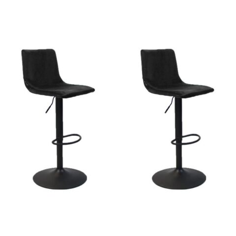 Bronx71 Velvet barkruk Frenkie zwart 59-76 cm - Barkrukken set van 2 Stoelen Zwart Fluweel