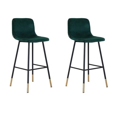 Bronx71 Velvet barkruk Mikky groen 68 - 79 cm - Barkrukken set van 2 Stoelen Groen Fluweel