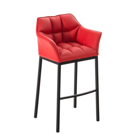 CLP Barkruk Damaso Zwart Frame Kunstleer Stoelen Rood Kunstleer