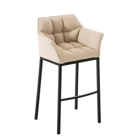 CLP Barkruk Damaso Zwart Frame Stof Stoelen Crème Textiel