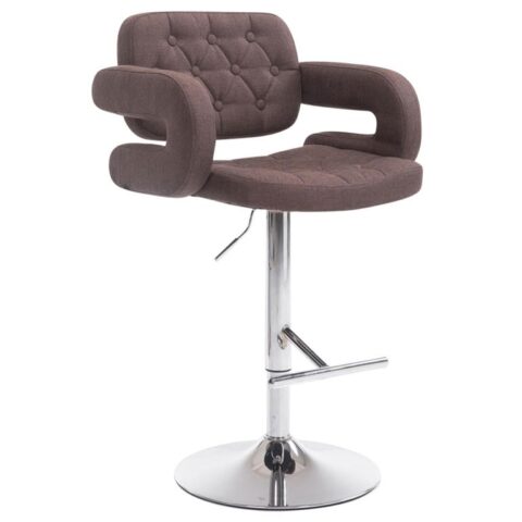 CLP Barkruk Dublin Chroom Frame Stof Stoelen Bruin Textiel