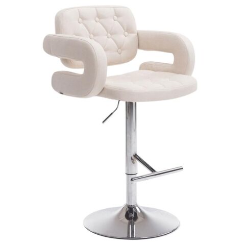 CLP Barkruk Dublin Chroom Frame Stof Stoelen Crème Textiel