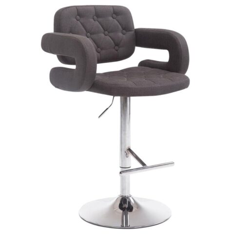 CLP Barkruk Dublin Chroom Frame Stof Stoelen Grijs Textiel