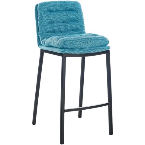 CLP Barkruk Dundalk Frame Zwart Stof Stoelen Blauw Textiel