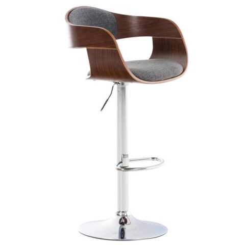 CLP Barkruk Kingston Walnoot Stof Stoelen Zilver Textiel