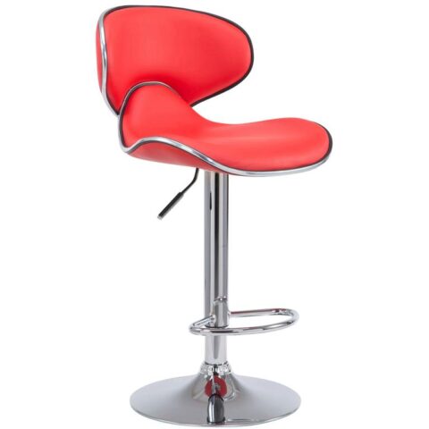 CLP Barkruk Las Vegas V2 Chroom Frame Kunstleer Stoelen Rood Kunstleer