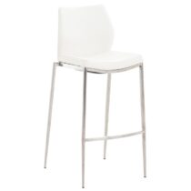 CLP Barkruk Matola RVS Frame Kunstleer Stoelen Wit Kunstleer