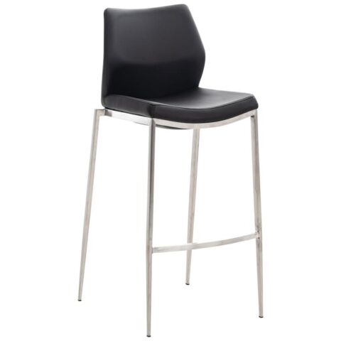 CLP Barkruk Matola RVS Frame Kunstleer Stoelen Zwart Kunstleer