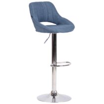 CLP Barkruk Milet Frame Chroom-look Stof Stoelen Blauw Textiel