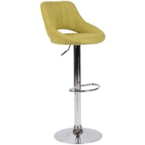 CLP Barkruk Milet Frame Chroom-look Stof Stoelen Groen Textiel