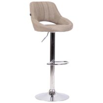 CLP Barkruk Milet Frame Chroom-look Stof Stoelen Taupe Textiel