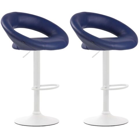 CLP Set van 2 Barkrukken Olinda Frame Wit Kunstleer Stoelen Blauw Kunstleer