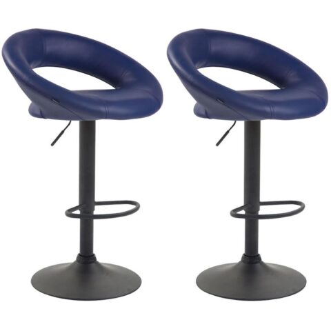 CLP Set van 2 Barkrukken Olinda Frame Zwart Kunstleer Stoelen Blauw Kunstleer