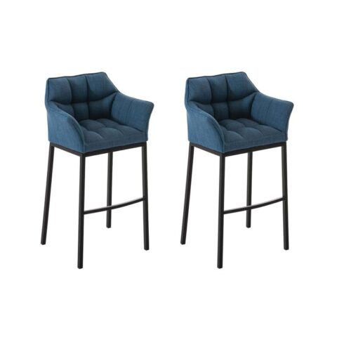 CLP Set van 2 barkrukken Damaso Vast Zwart Frame Stof Stoelen Blauw Textiel