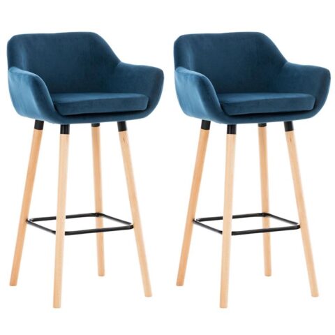 CLP Set van 2 barkrukken Grant Fluweel Stoelen Blauw Fluweel