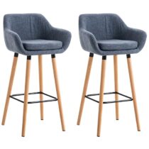 CLP Set van 2 barkrukken Grant Stof Stoelen Blauw Textiel