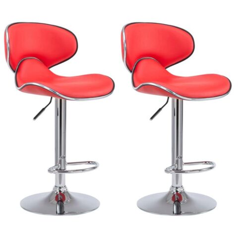 CLP Set van 2 barkrukken Las Vegas V2 Chroom Frame Kunstleer Stoelen Rood Kunstleer