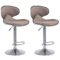 CLP Set van 2 barkrukken Las Vegas V2 Chroom Frame Stof Stoelen Bruin Textiel