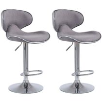 CLP Set van 2 barkrukken Las Vegas V2 Chroom Frame Stof Stoelen Zilver Textiel