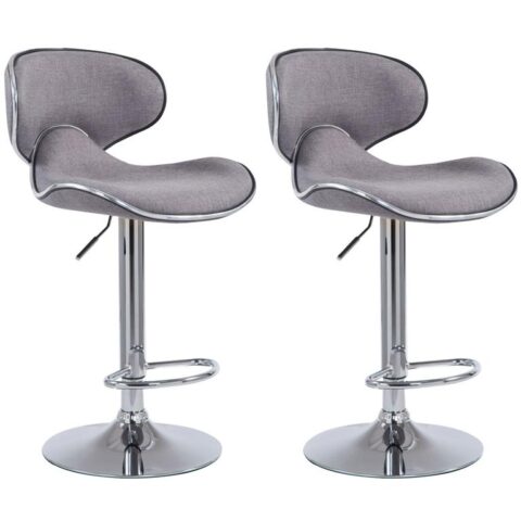 CLP Set van 2 barkrukken Las Vegas V2 Chroom Frame Stof Stoelen Zilver Textiel