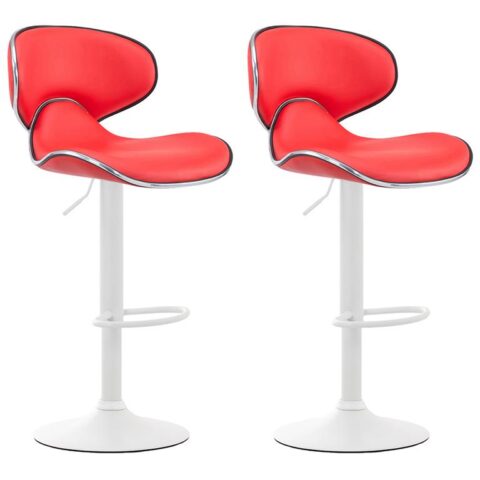 CLP Set van 2 barkrukken Las Vegas V2 Wit Frame Kunstleer Stoelen Rood Kunstleer