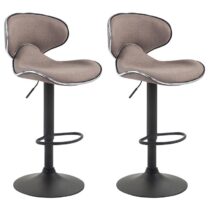 CLP Set van 2 barkrukken Las Vegas V2 Zwart Frame Stof Stoelen Bruin Textiel