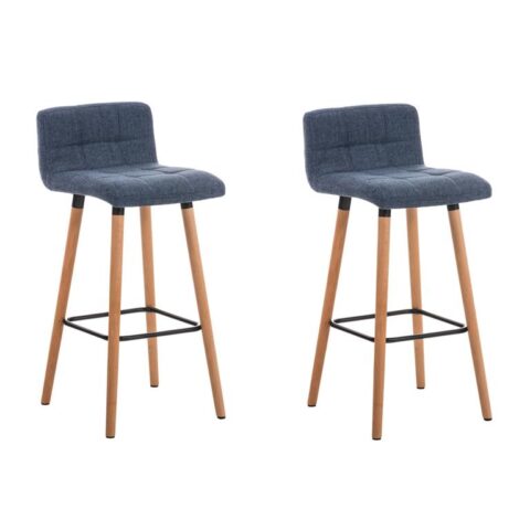 CLP Set van 2 barkrukken Lincoln Stof Stoelen Blauw Textiel