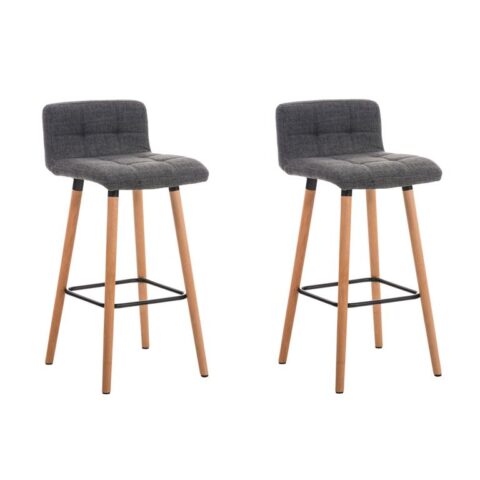 CLP Set van 2 barkrukken Lincoln Stof Stoelen Zilver Textiel