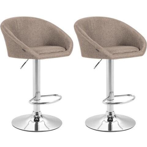 CLP Set van 2 barkrukken Miami Stof Stoelen Taupe Textiel