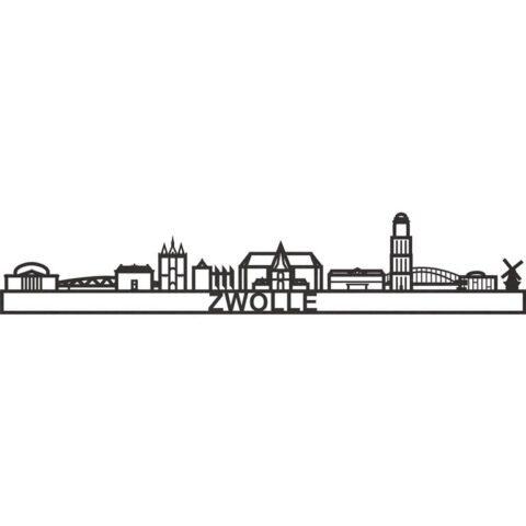 City Shapes Skyline Zwolle Groot Wanddecoratie  MDF