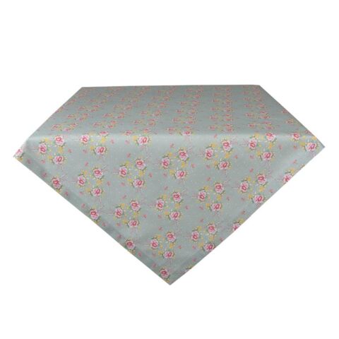 Clayre & Eef Tafelkleed 150x250 cm Groen Katoen Bloemen Tafellaken Tafelaccessoires Groen Katoen