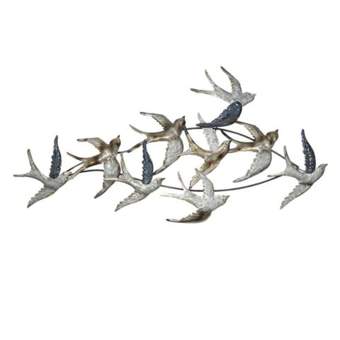 Clayre & Eef Wanddecoratie 116x6x62 cm Zilverkleurig Metaal Vogels Wanddecoratie Zilver Metaal