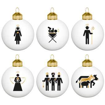 Donkey Products Oh Holy Night Kerstballen Set van 6 Gadgets Wit